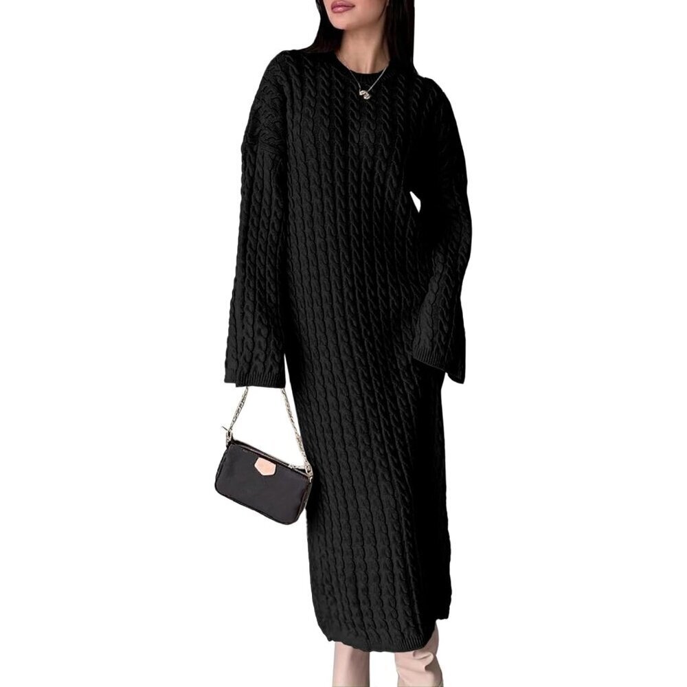 Women's Cable Knit Sweater Dress Oversized Long Sleeve Fall Winter Casual